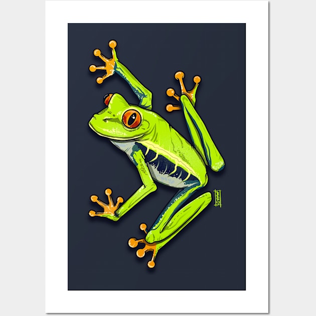 Red eye tree frog Wall Art by Chillateez 